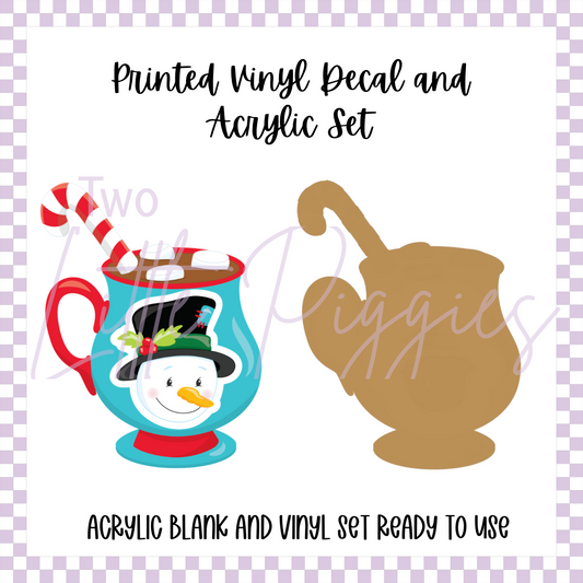 Printed Vinyl and Acrylic Set - Snowman Hot Cocoa