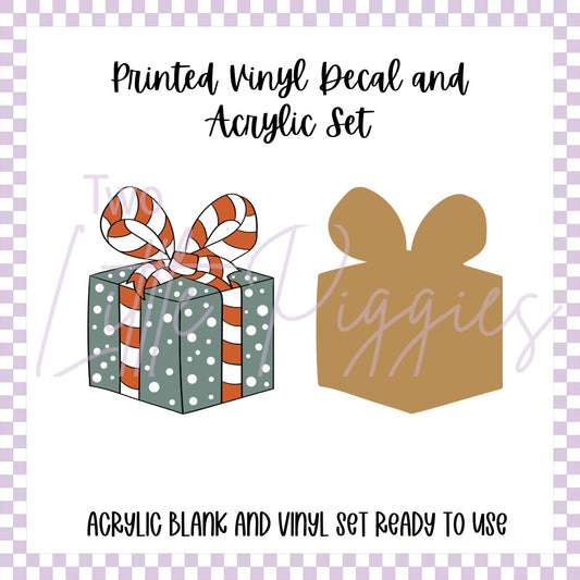 Printed Vinyl and Acrylic Set - Retro Christmas Present