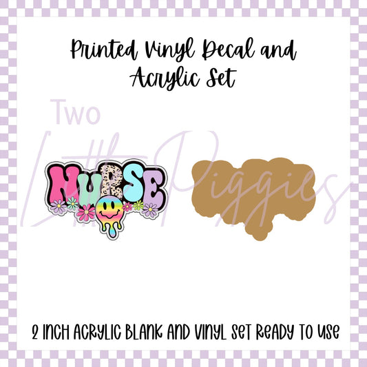 Printed Vinyl and Acrylic Set - Nurse Smiles Leopard