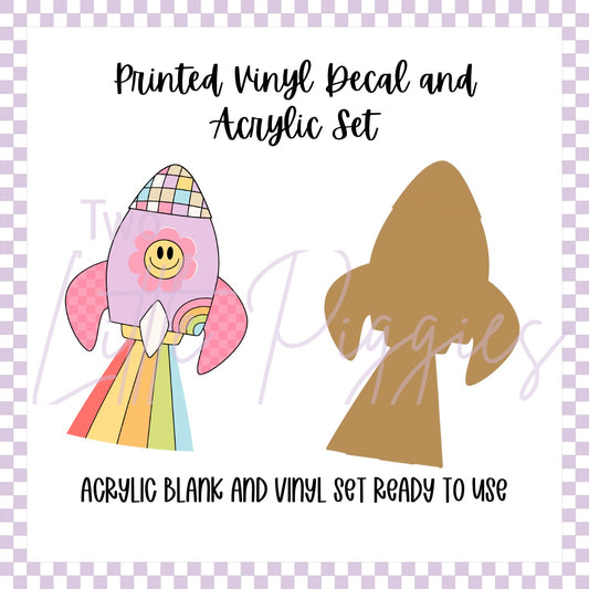 Printed Vinyl and Acrylic Set - Retro Rocketship