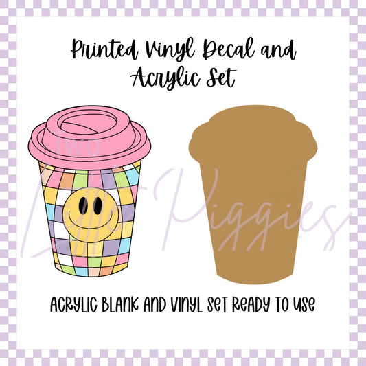 Printed Vinyl and Acrylic Set - Retro Coffee Cup