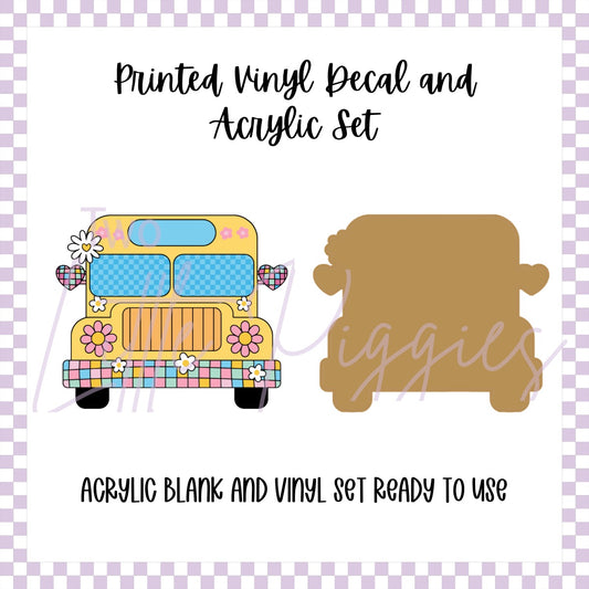 Printed Vinyl and Acrylic Set - Retro School Bus