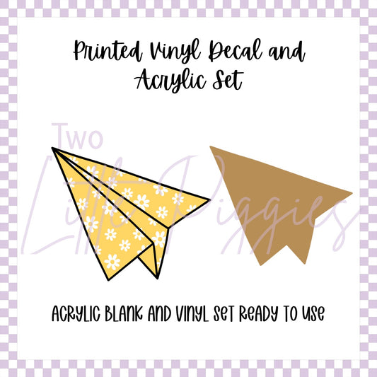 Printed Vinyl and Acrylic Set - Retro Paper Airplane