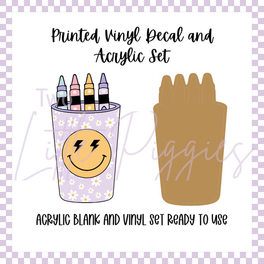 Printed Vinyl and Acrylic Set - Retro Crayon Cup