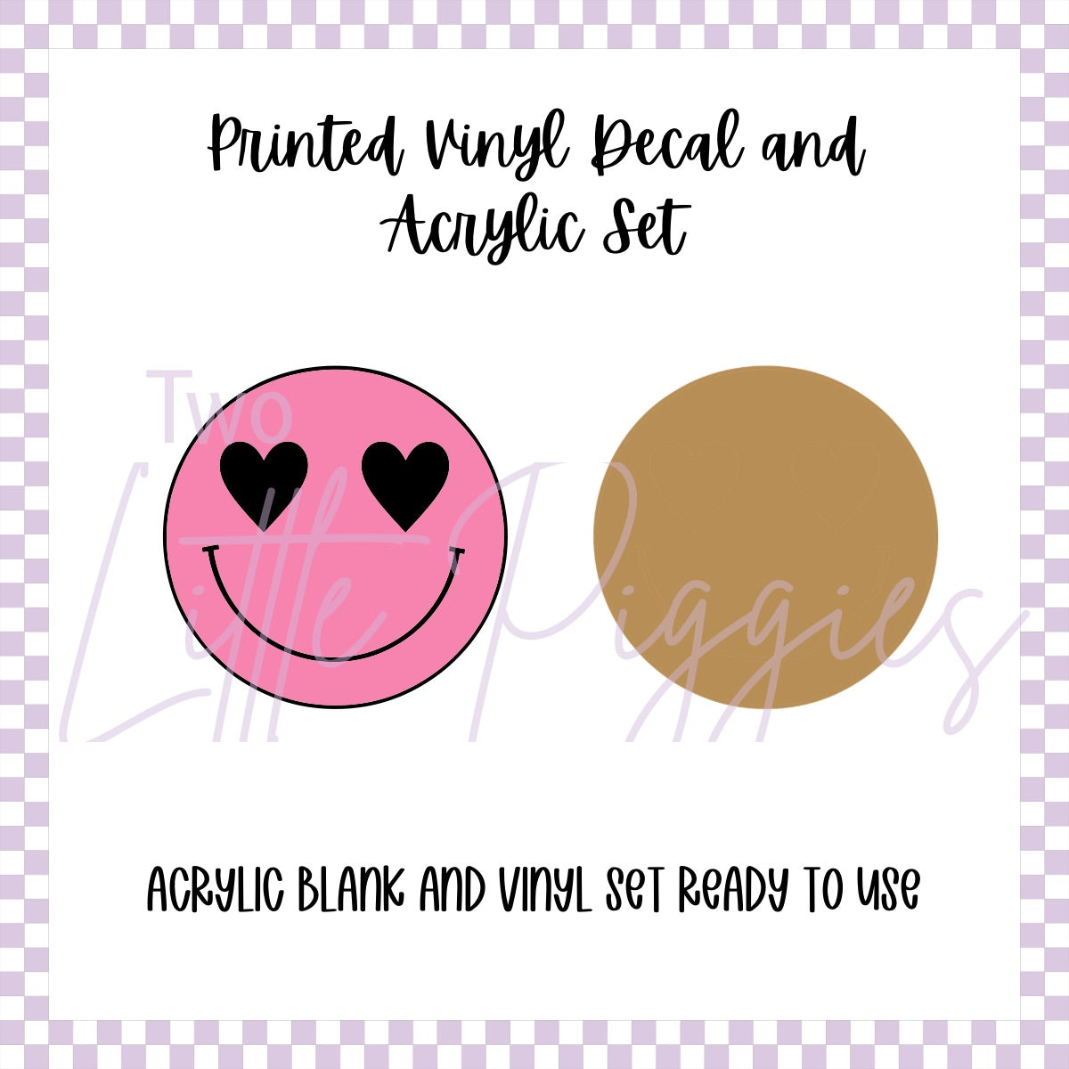 Printed Vinyl and Acrylic Set - Heart Eyes Smiley