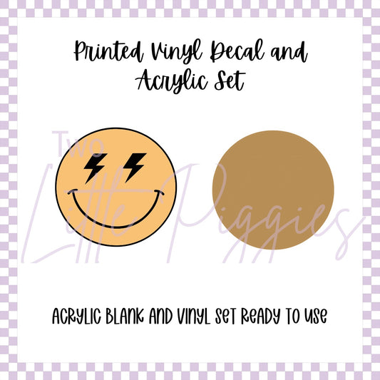 Printed Vinyl and Acrylic Set - Lightning Bolt Smiley