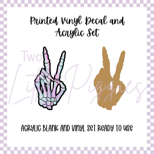 Printed Vinyl and Acrylic Set - Skelli Peace Hand