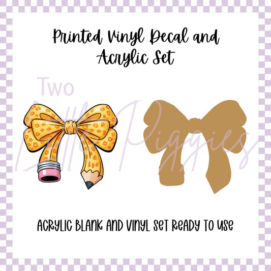 Printed Vinyl and Acrylic Set - Leopard School Bow
