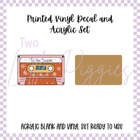 Printed Vinyl and Acrylic Set - Retro Christmas Cassette