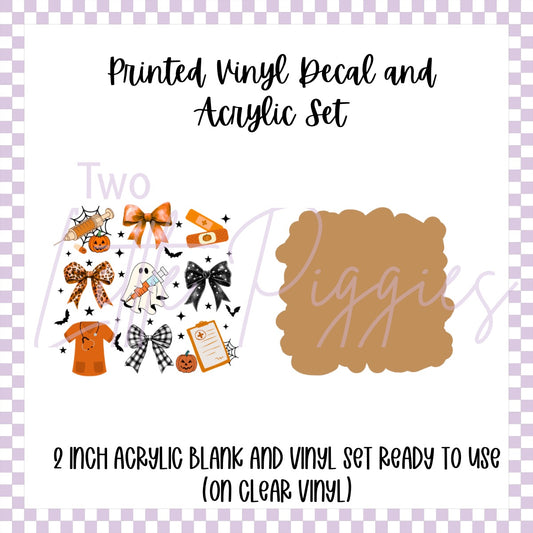 Printed Vinyl and Acrylic Set - Halloween Medical Coquette Bows