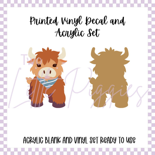 Printed Vinyl and Acrylic Set - Highland Cow