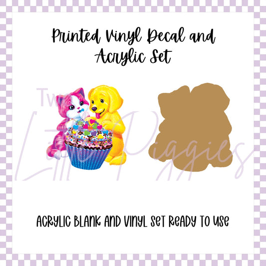 Printed Vinyl and Acrylic Set - LF Inspired- Dog Cat Cupcake