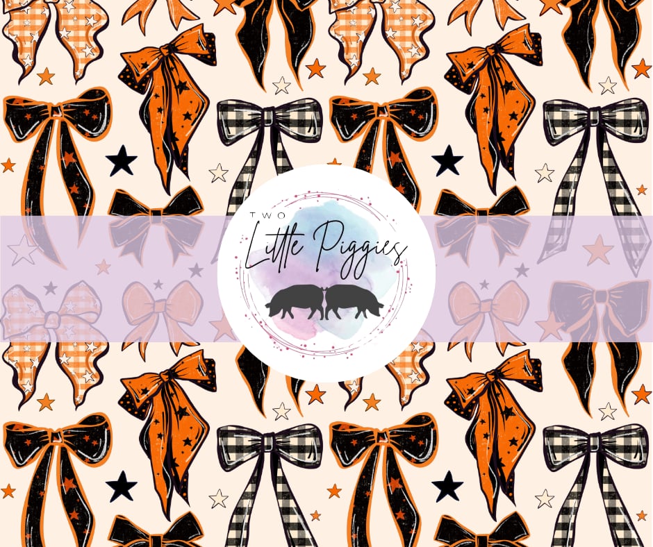 Printed Vinyl - Orange & Black Bows
