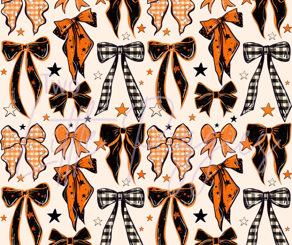 Printed Vinyl - Orange & Black Bows