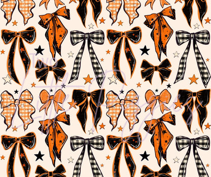 Printed Vinyl - Orange & Black Bows