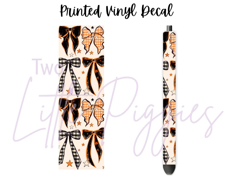 Printed Vinyl - Orange & Black Bows