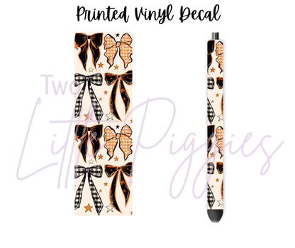 Printed Vinyl - Orange & Black Bows