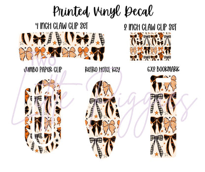 Printed Vinyl - Orange & Black Bows