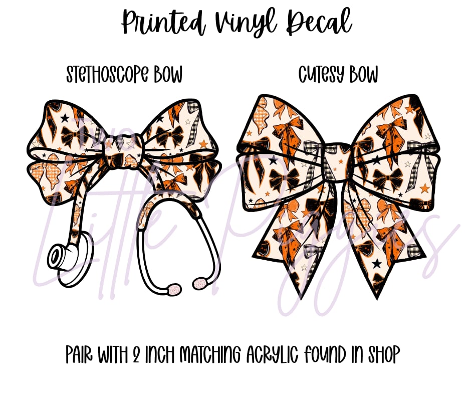 Printed Vinyl - Orange & Black Bows