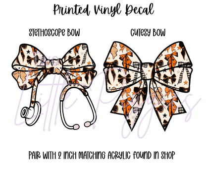 Printed Vinyl - Orange & Black Bows
