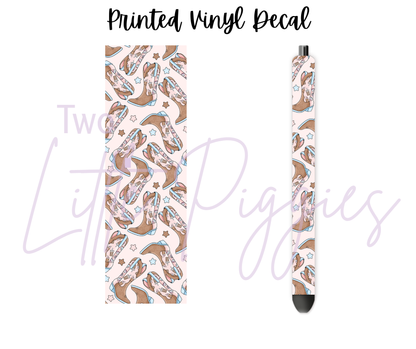 Printed Vinyl - Cowgirl Boots - Coffee