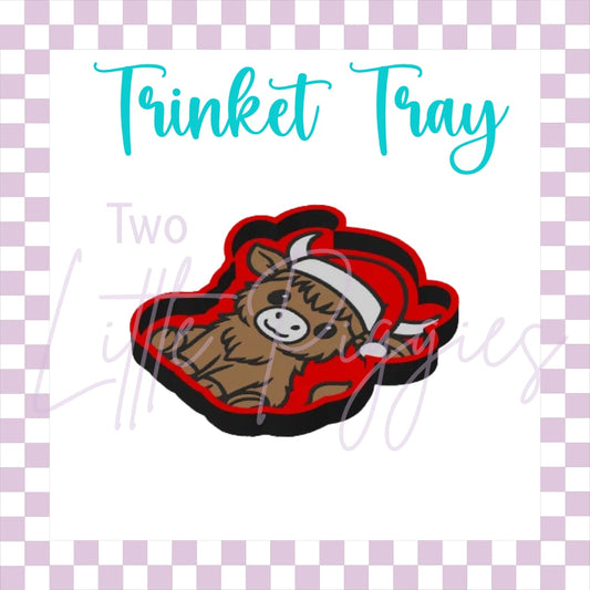 3D Printed - Trinket Tray - Santa Hat - Highland Cow
