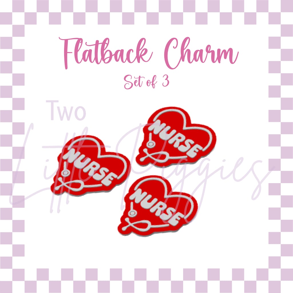 Flatback Charms - Set of 3 - Nurse Heart