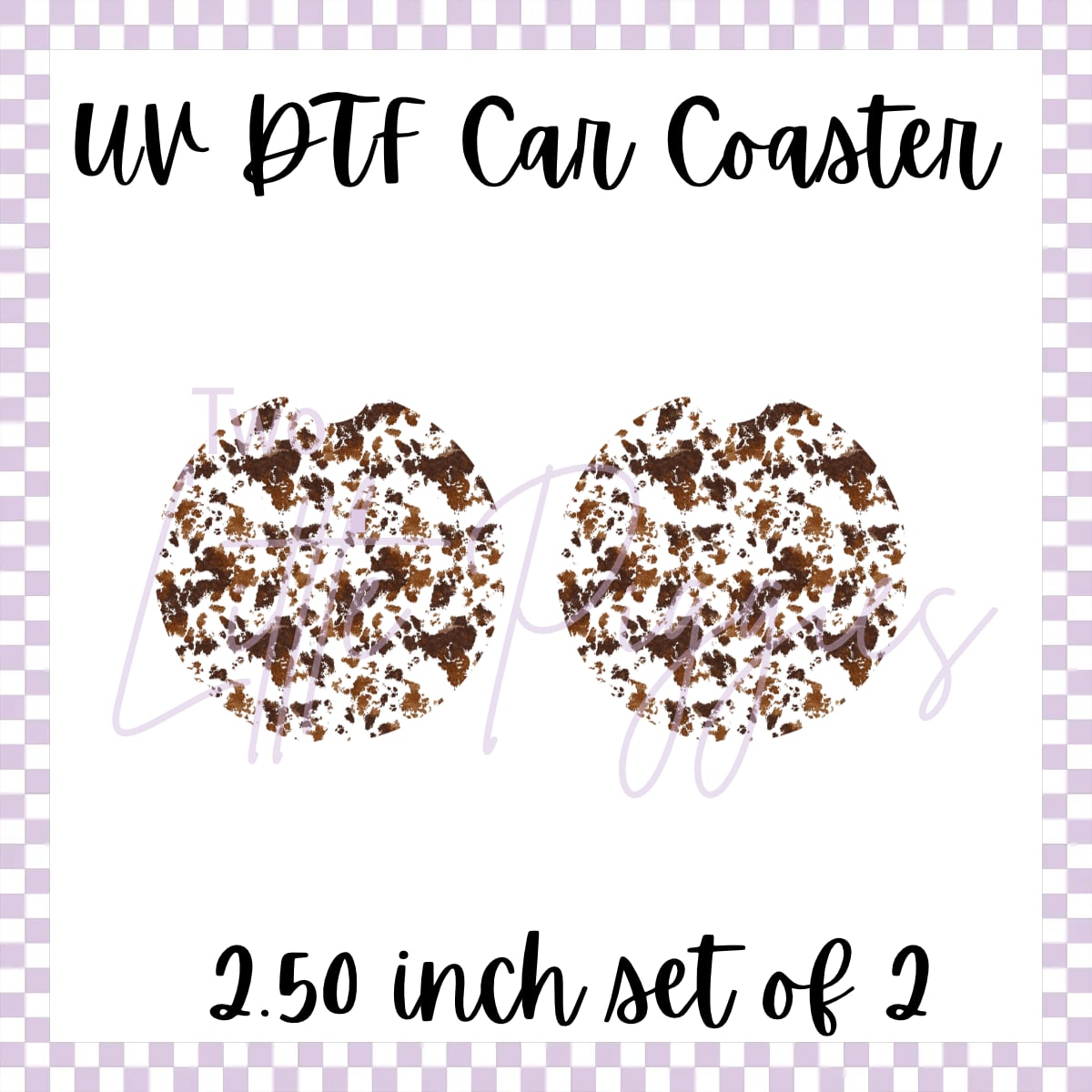 UV DTF - Car Coasters - Cow Print - Brown