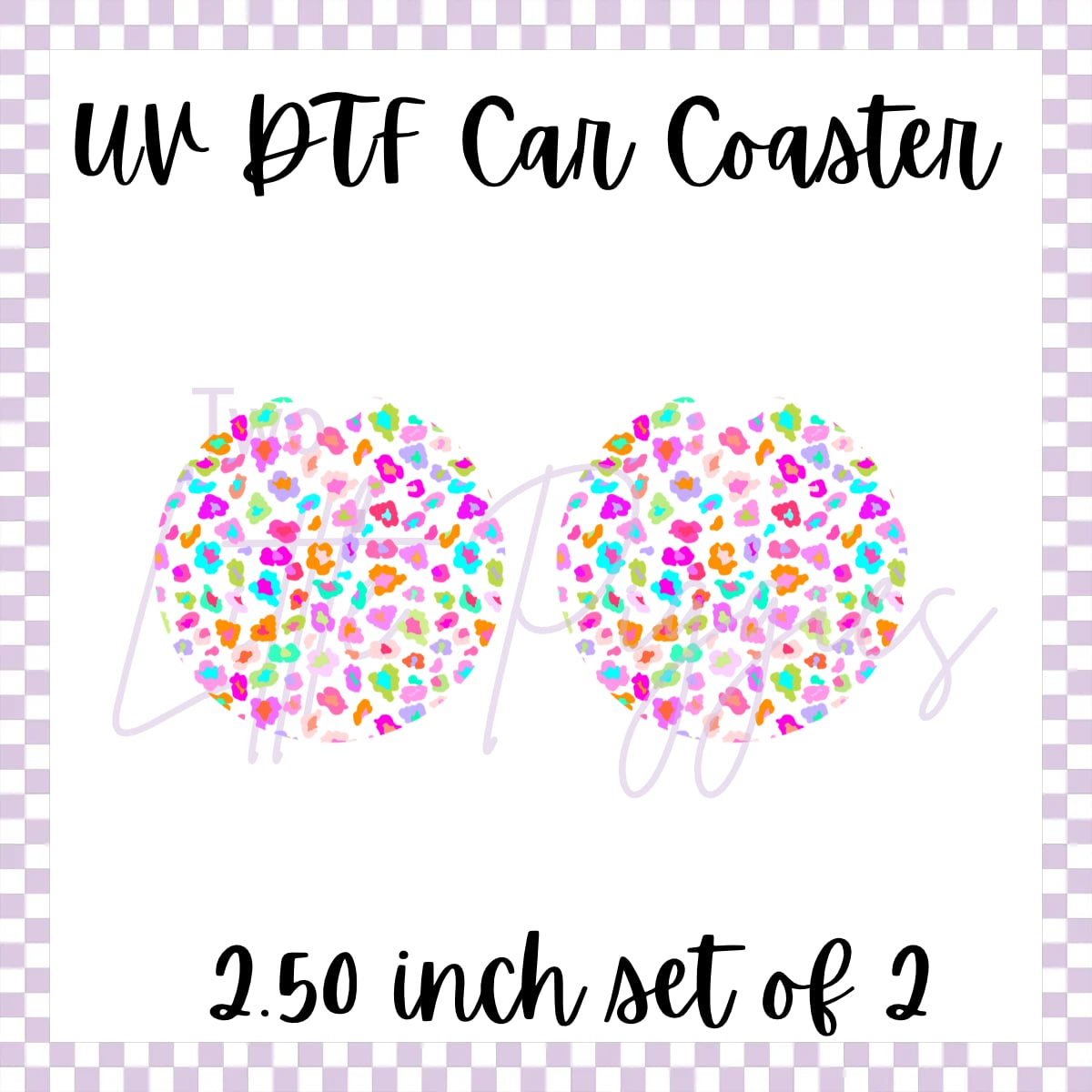 UV DTF - Car Coasters - Leopard Print - Neons