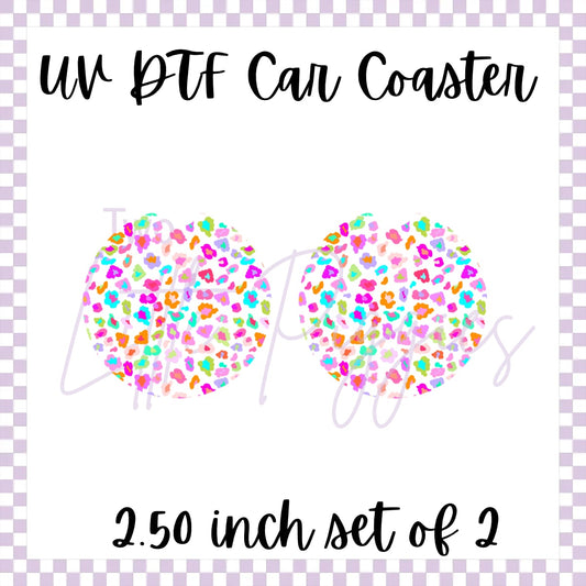 UV DTF - Car Coasters - Leopard Print - Neons