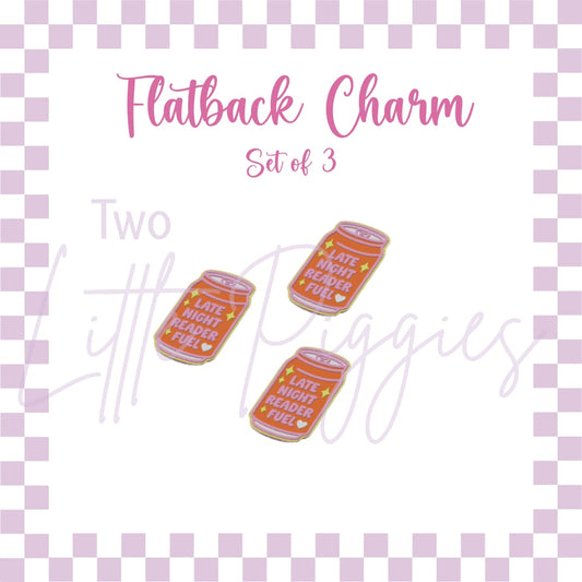 Flatback Charms - Set of 3 - Late Night Reader Fuel