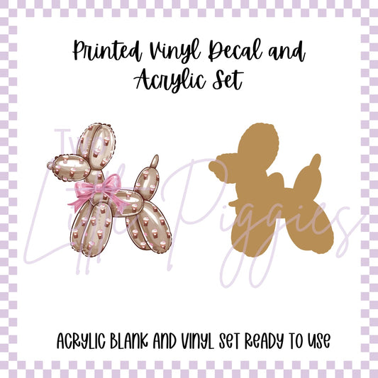 Printed Vinyl and Acrylic Set - Coffee Balloon Dog