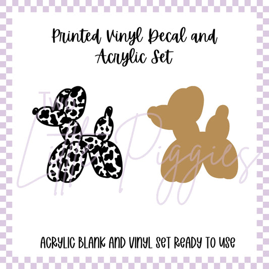 Printed Vinyl and Acrylic Set - Cow Print Balloon Dog