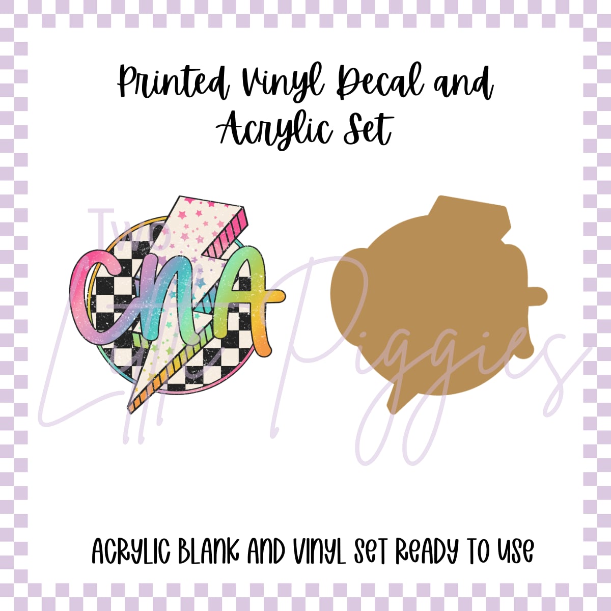 Printed Vinyl and Acrylic Set - CNA checkers & lightning bolt