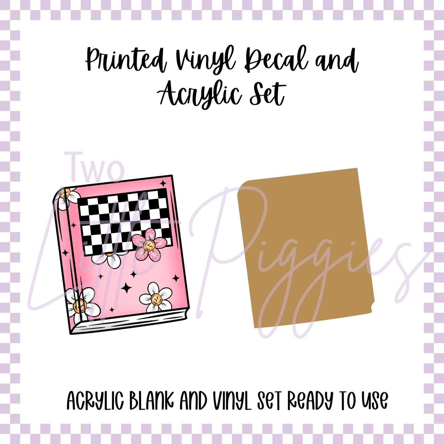 Printed Vinyl and Acrylic Set - Checkered Notebook with Flowers
