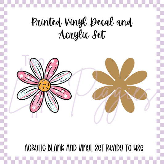 Printed Vinyl and Acrylic Set - Notebook paper flower