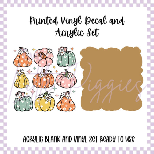 Printed Vinyl and Acrylic Set - Pumpkins with Flowers