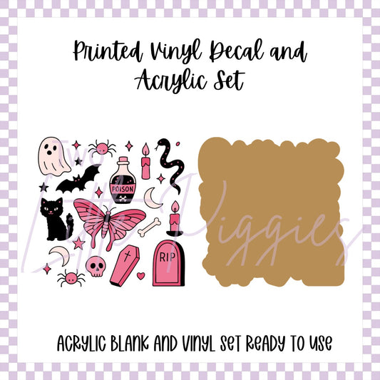 Printed Vinyl and Acrylic Set - Pink Halloween