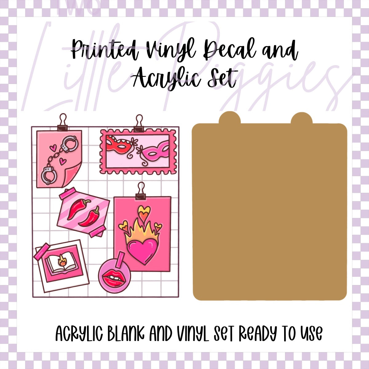 Printed Vinyl and Acrylic Set - Pink Bookish