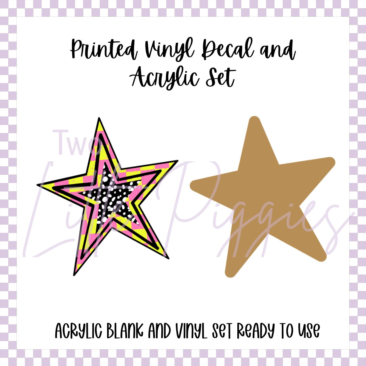 Printed Vinyl and Acrylic Set - Pink & Yellow Star