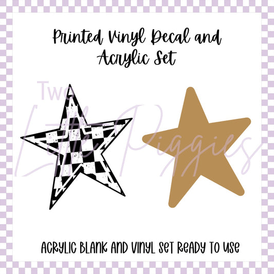 Printed Vinyl and Acrylic Set - B&W Checkered Star