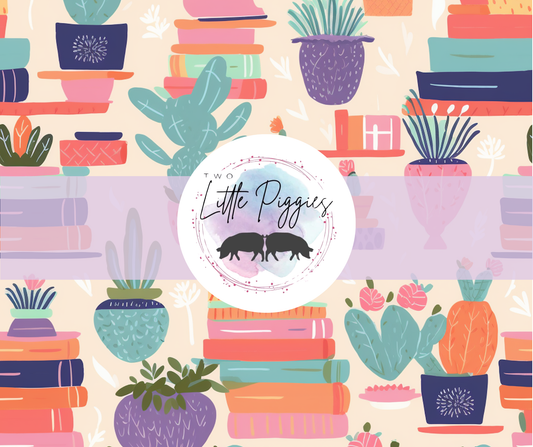 Printed Vinyl- Books and Cacti