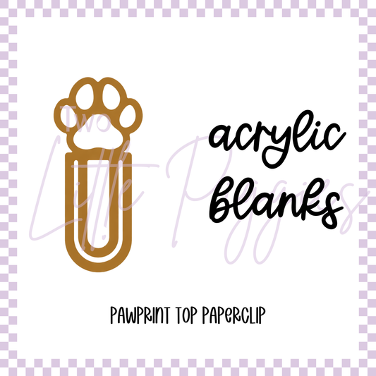 Acrylic Blank - Paw Print Top Paper Clip Bookmark