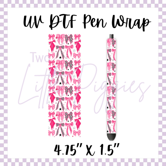 UV DTF - Pen Wrap - Pink Checker Bows