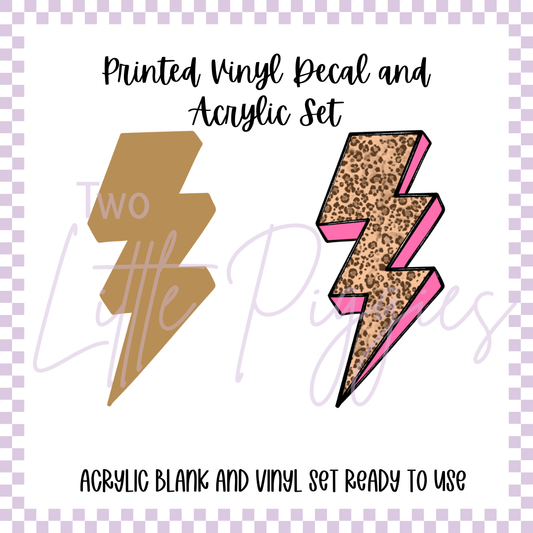 Printed Vinyl and Acrylic Set - Leopard Lightening Bolt