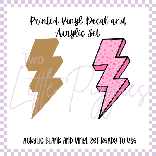 Printed Vinyl and Acrylic Set - Pink Lightening Bolt