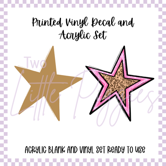 Printed Vinyl and Acrylic Set - Pink Leopard Star