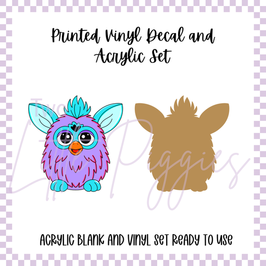 Printed Vinyl and Acrylic Set - 90's - Purple Furby