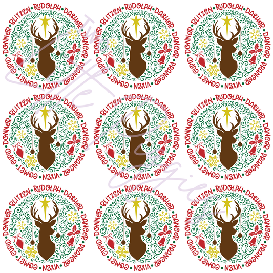 Round Ornament Sheets - Reindeer
