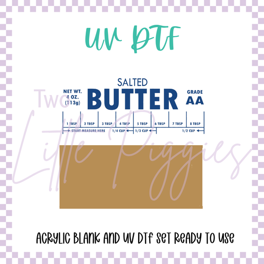 UV DTF -  Acrylic Blank and Decal - 2 inch - Salted Butter